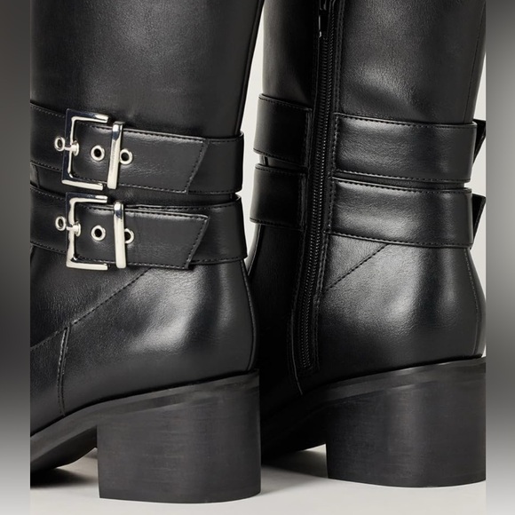 The Drop Women's Sage Tall Biker‎ Boot with Buckles
 Size 7.5 Black (S 77) - Picture 6 of 12
